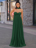 A Line Light Pink Sweetheart Chiffon Long Prom Dress