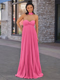A Line Light Pink Sweetheart Chiffon Long Prom Dress
