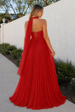 A Line Light Pink Sweetheart Chiffon Long Prom Dress