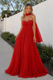 A Line Light Pink Sweetheart Chiffon Long Prom Dress