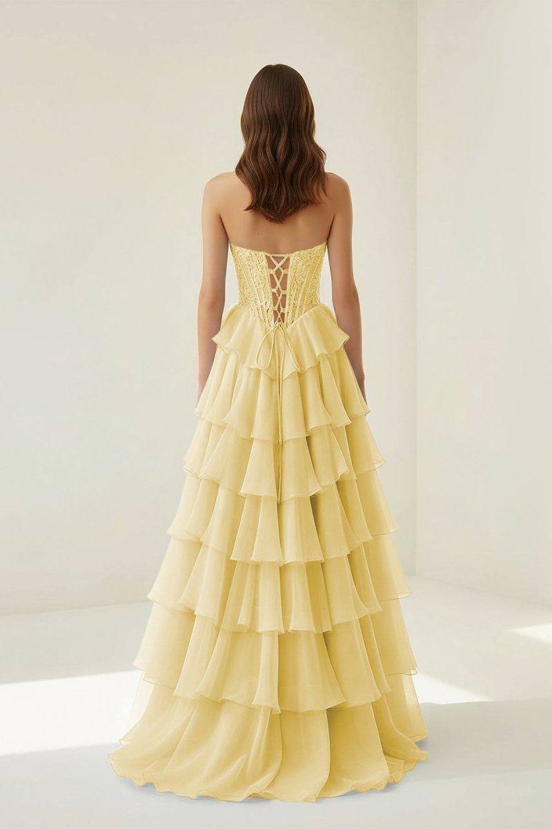 Pink Sweetheart A Line Chiffon Ruffled Prom Dresses With Appliques