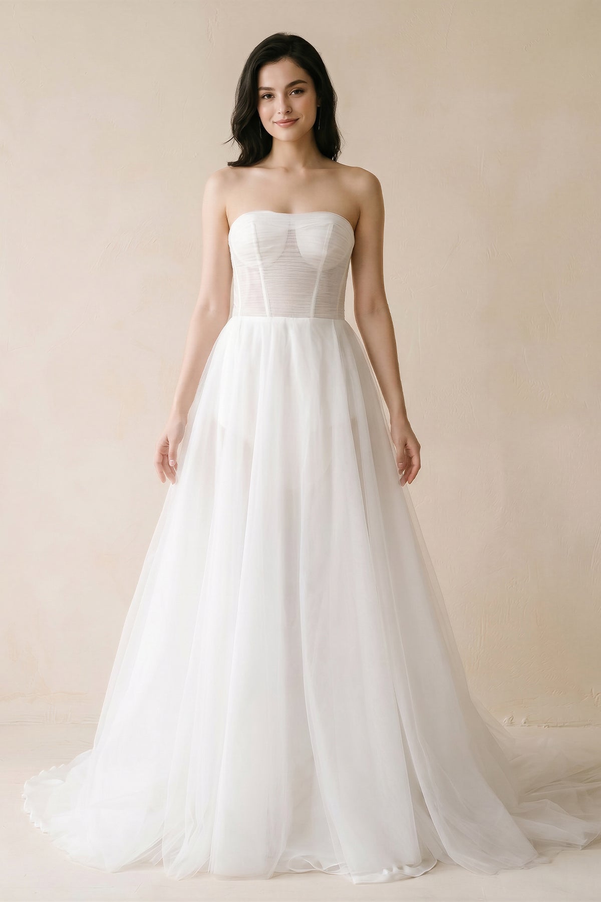 Romantic A-Line Sweetheart Tulle Beach Wedding Dresses with Slit