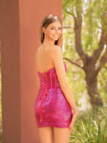 Sheath Fuchsia Sweetheart Sequins Short Homecoming Dress