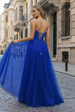 A-Line Sweetheart Beads Empire-Waist Sleeveless Prom Dress With Slit