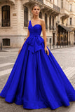 One Shoulder Satin A Line Prom Dress With Bow