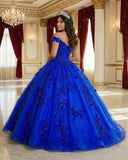 Royal Blue Off the Shoulder Puffy Quinceanera Dresses