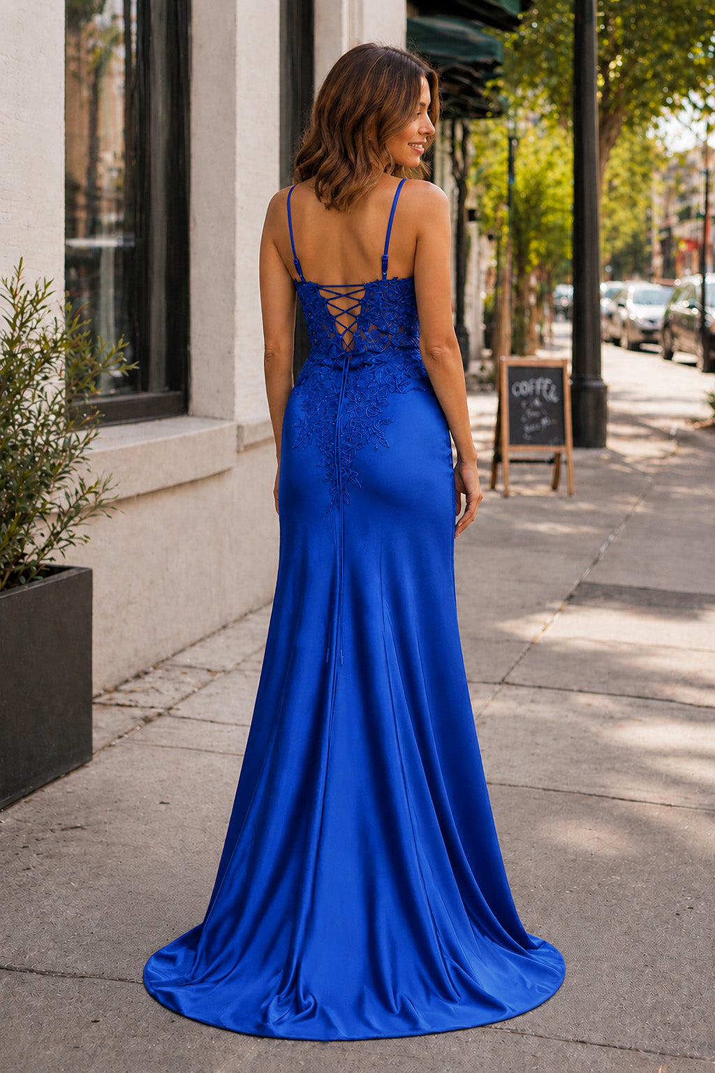 Sheath Black Long Appliques Prom Dress