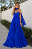 A Line Light Pink Sweetheart Chiffon Long Prom Dress