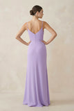 Ruched Sheath Spaghetti Strap Chiffon Bridesmaid Dress in Lavender