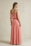 Ruffled Spaghetti Strap A-Line Chiffon Bridesmaid Dress in Mulberry
