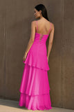 Yellow Spaghetti Straps Chiffon Sheath Long Formal Prom Dresses With Ruffles