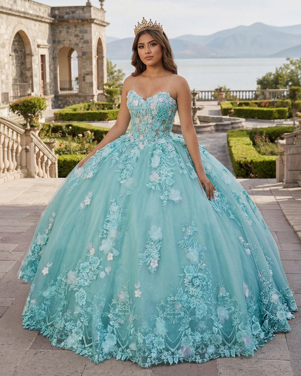 Sage Strapless Tulle Sleeveless Quinceanera Dress