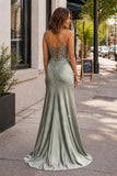 Sheath Black Long Appliques Prom Dress