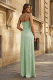 Spaghetti Straps Long Sheath Prom Dress With Split