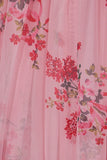 Pink Sweetheart Chiffon A Line Floral Tiered Prom Dress With Bow