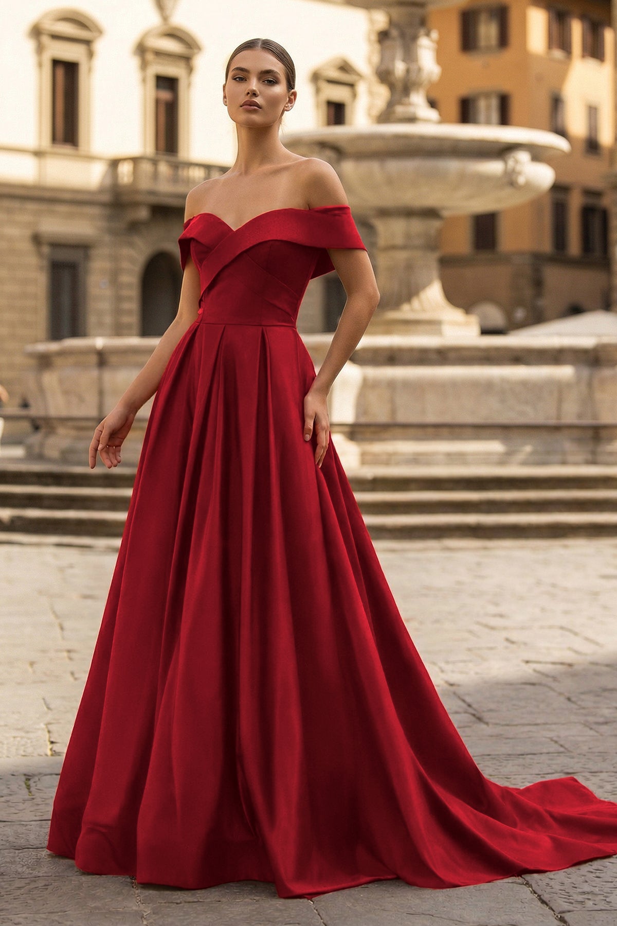 A-Line Prom Dresses Celebrity Style Dress Christmas Sleeveless Off The Shoulder Satin with Slit