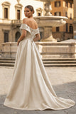 A-Line Prom Dresses Celebrity Style Dress Christmas Sleeveless Off The Shoulder Satin with Slit