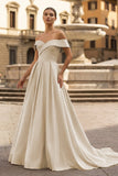 A-Line Prom Dresses Celebrity Style Dress Christmas Sleeveless Off The Shoulder Satin with Slit