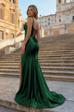 Fuchsia Satin Simple Mermaid Prom Dress