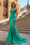 Fuchsia Satin Simple Mermaid Prom Dress