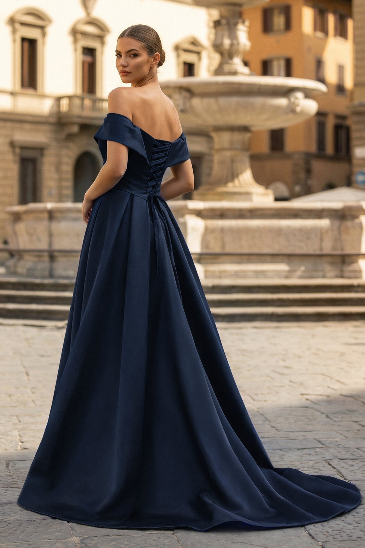 A-Line Prom Dresses Celebrity Style Dress Christmas Sleeveless Off The Shoulder Satin with Slit
