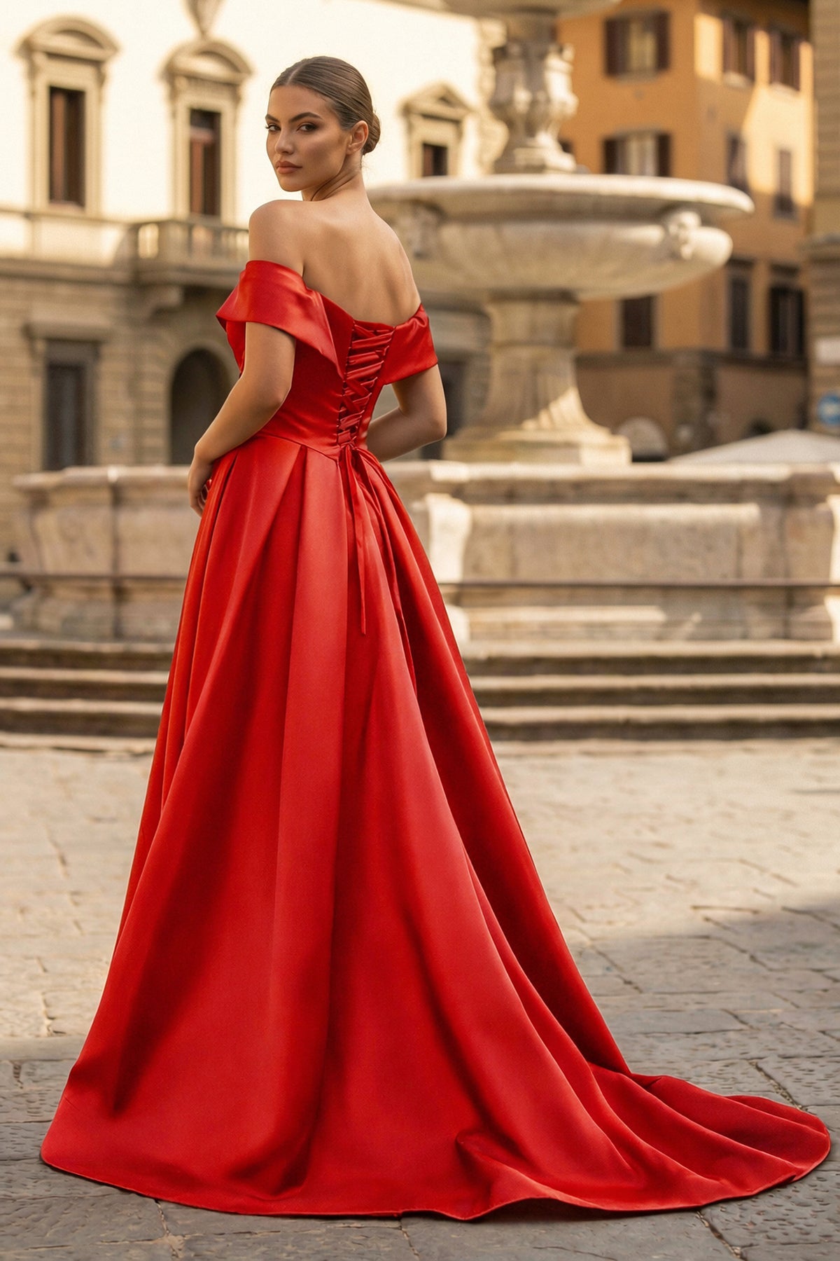 A-Line Prom Dresses Celebrity Style Dress Christmas Sleeveless Off The Shoulder Satin with Slit