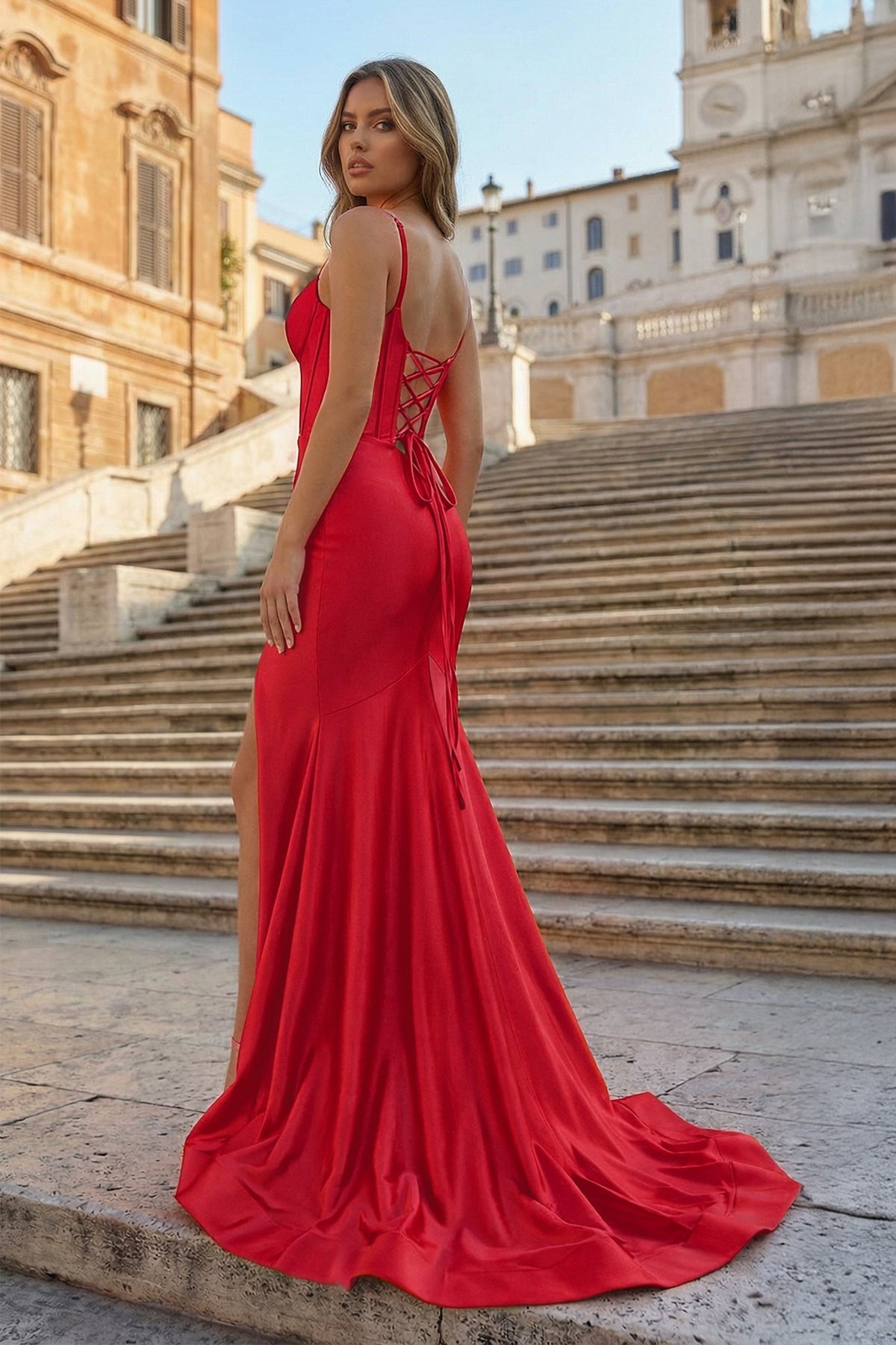 Fuchsia Satin Simple Mermaid Prom Dress