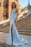 Fuchsia Satin Simple Mermaid Prom Dress