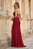Royal Blue Spaghetti Straps Lace-Up Pleated Mermaid Gown