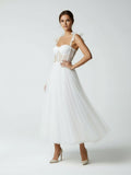 Sex Short White Wedding Dresses With Tulle Tea-Length