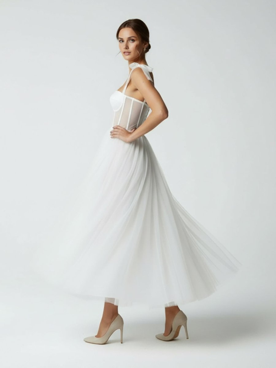 Sex Short White Wedding Dresses With Tulle Tea-Length