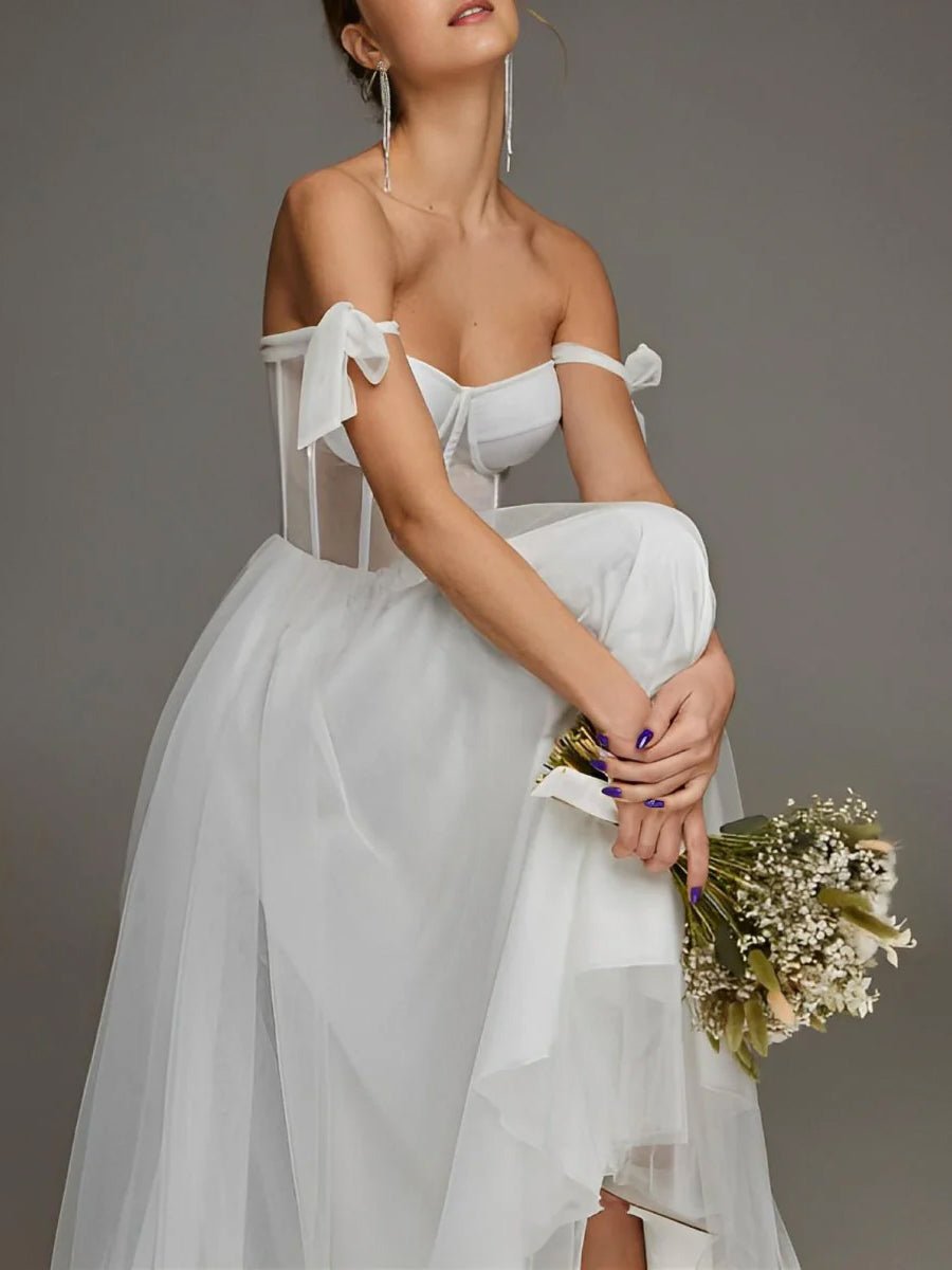 Sex Short White Wedding Dresses With Tulle Tea-Length