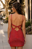 Sexy Fitted V-Neck Spaghetti Straps Fully Beaded Homecoming Dress