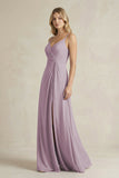 Sheath Cami Strap Ruched Chiffon Bridesmaid Dress in Dusk