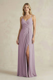 Sheath Cami Strap Ruched Chiffon Bridesmaid Dress in Dusk