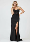 Sheath Sweetheart Long Satin Prom Dress with Slit