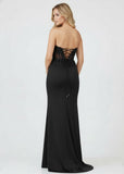 Sheath Sweetheart Long Satin Prom Dress with Slit