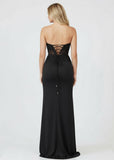 Sheath Sweetheart Long Satin Prom Dress with Slit