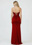 Sheath Sweetheart Long Satin Prom Dress with Slit