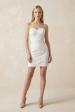 Sheath Sweetheart Lace Mini Wedding Dress
