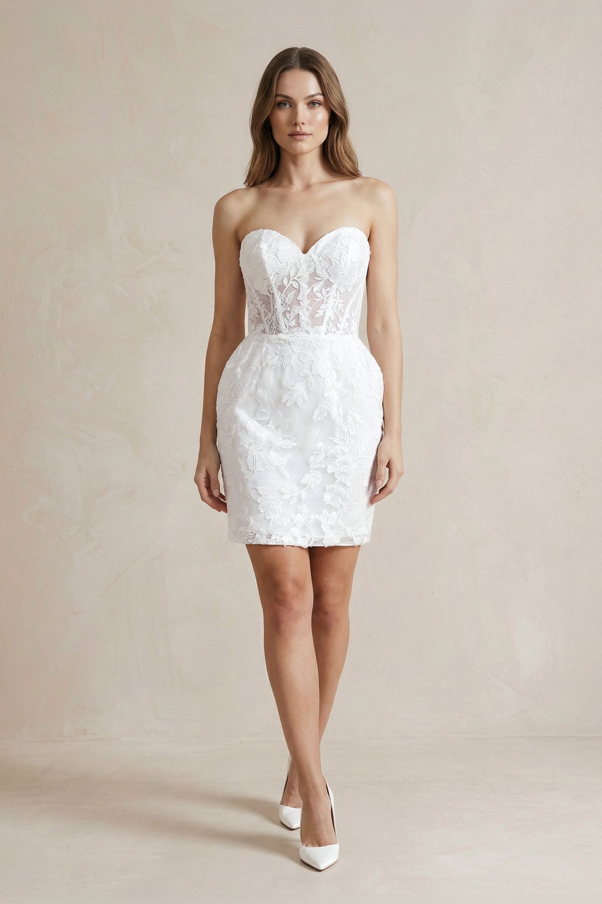 Sheath Sweetheart Lace Corset Wedding Dresses