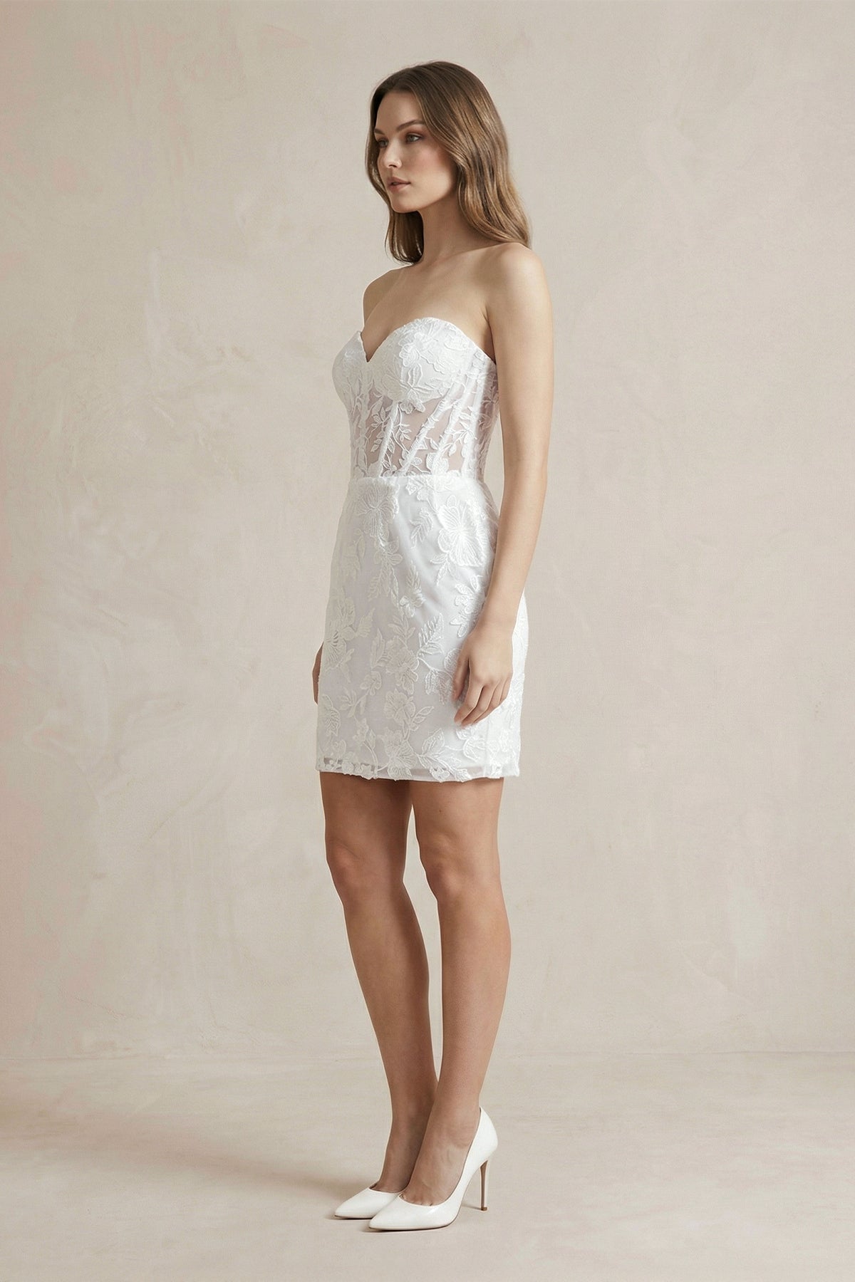 Sheath Sweetheart Lace Corset Wedding Dresses
