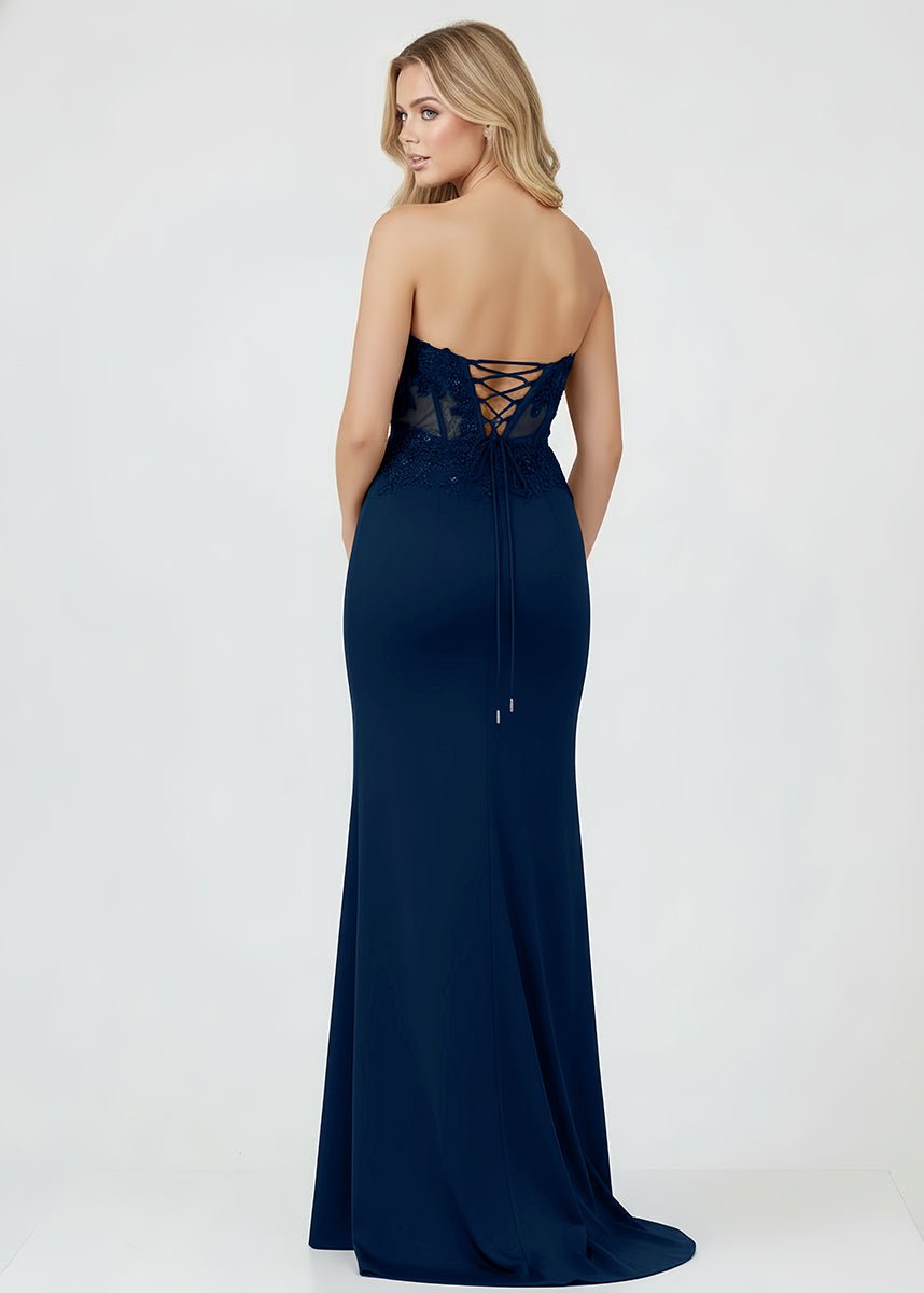 Sheath Sweetheart Long Satin Prom Dress with Slit