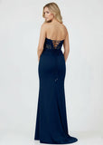 Sheath Sweetheart Long Satin Prom Dress with Slit