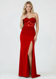 Sheath Sweetheart Long Satin Prom Dress with Slit