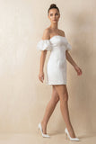 Short Satin White Wedding Dress Strapless Off the Shoulder