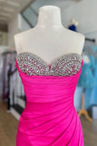 Silver Beaded Sweetheart Mermaid Long Formal Dress with Slit