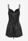 Simple Cowl Neck Champagne Satin Homecoming Dress