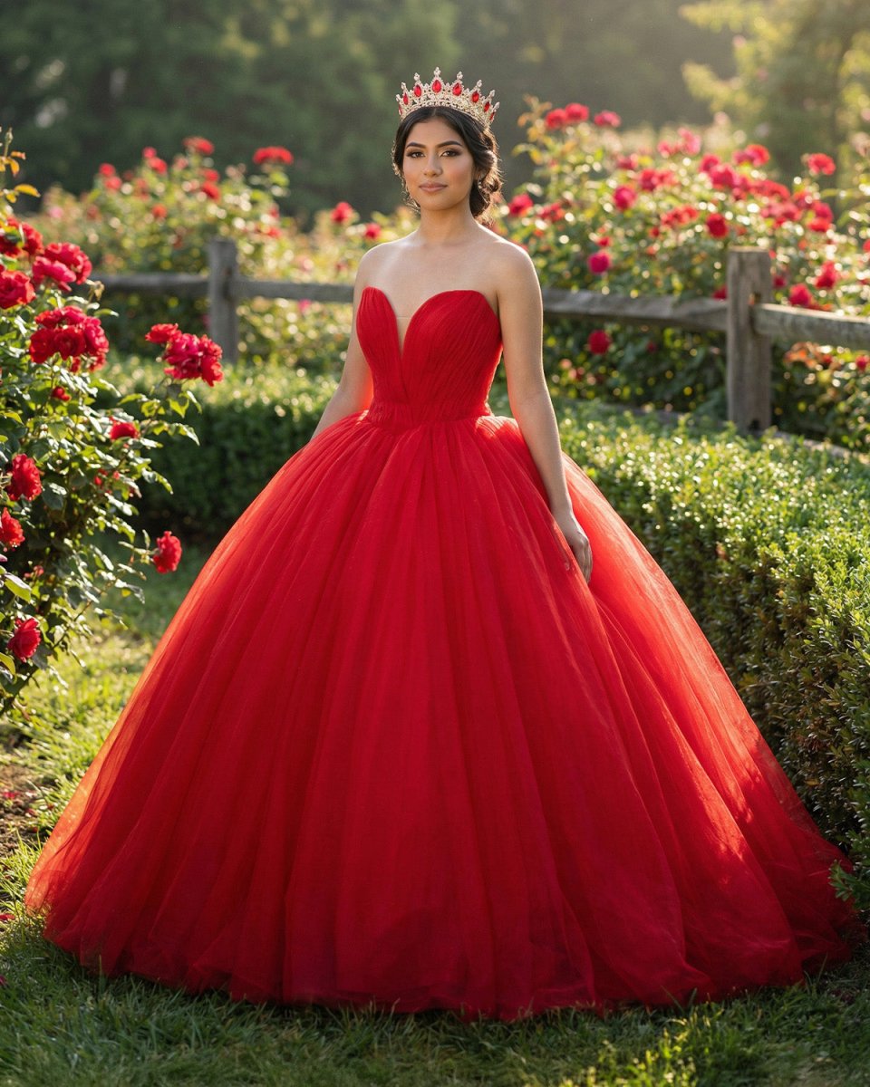 Quinceanera Dress Red Sweetheart Ruched  Prom Dresses Ball Gown