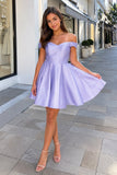 A-Line Satin Off-Shoulder Homecoming Dress